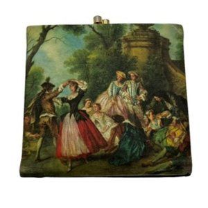 50s Italian Satin Wallet 18th Century Scene